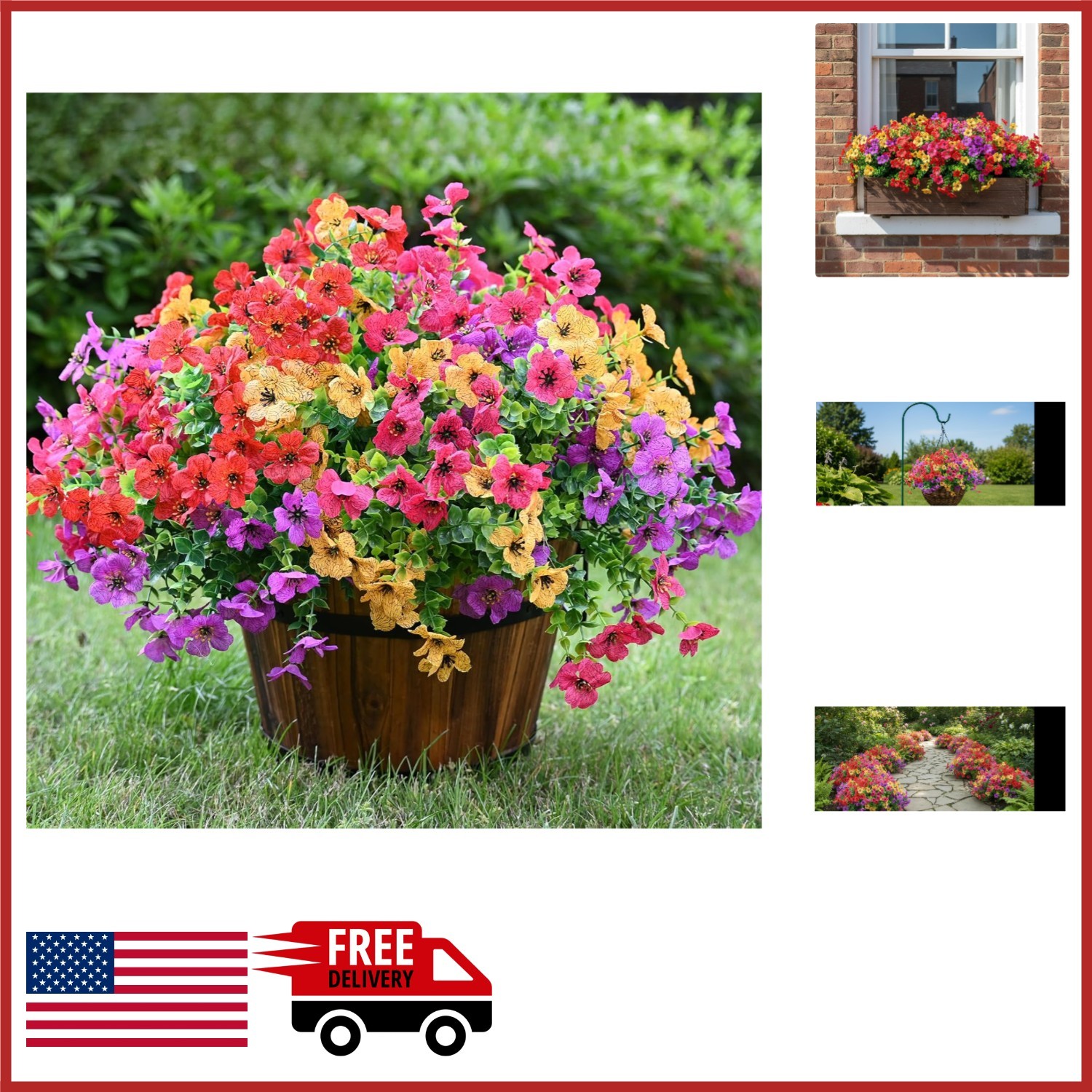 Lifelike Outdoor Artificial Flowers for Garden Porch Decor UV Resistant 12 Count