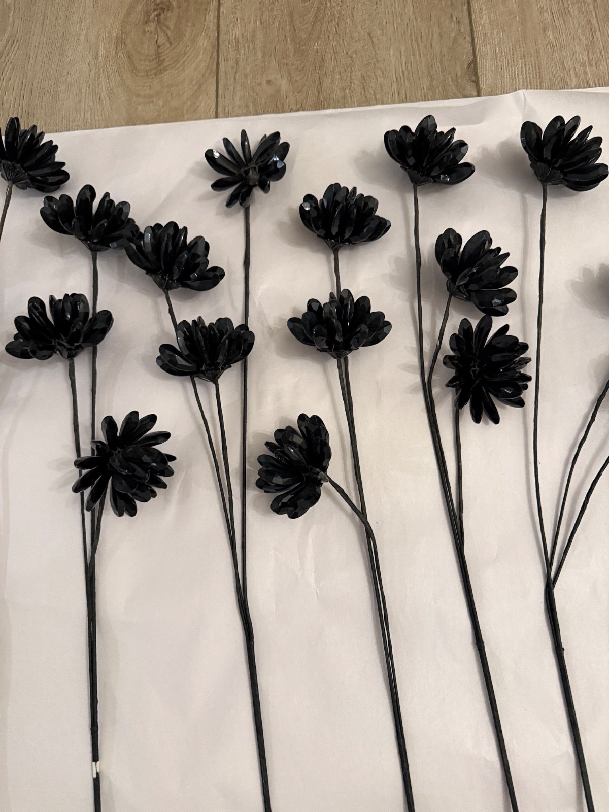 Black Daisy Beaded Flowers Long Stem