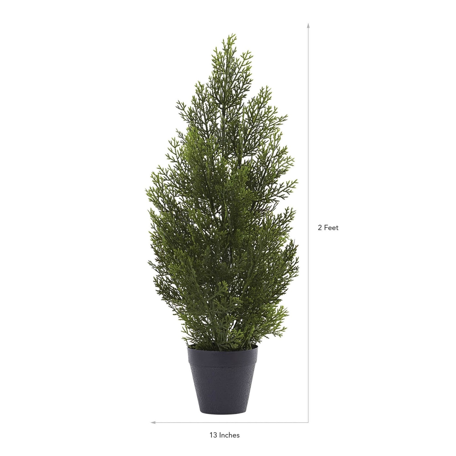 Nearly Natural Indoor/Outdoor 24″ Mini Cedar Pine Tree in Green/Black
