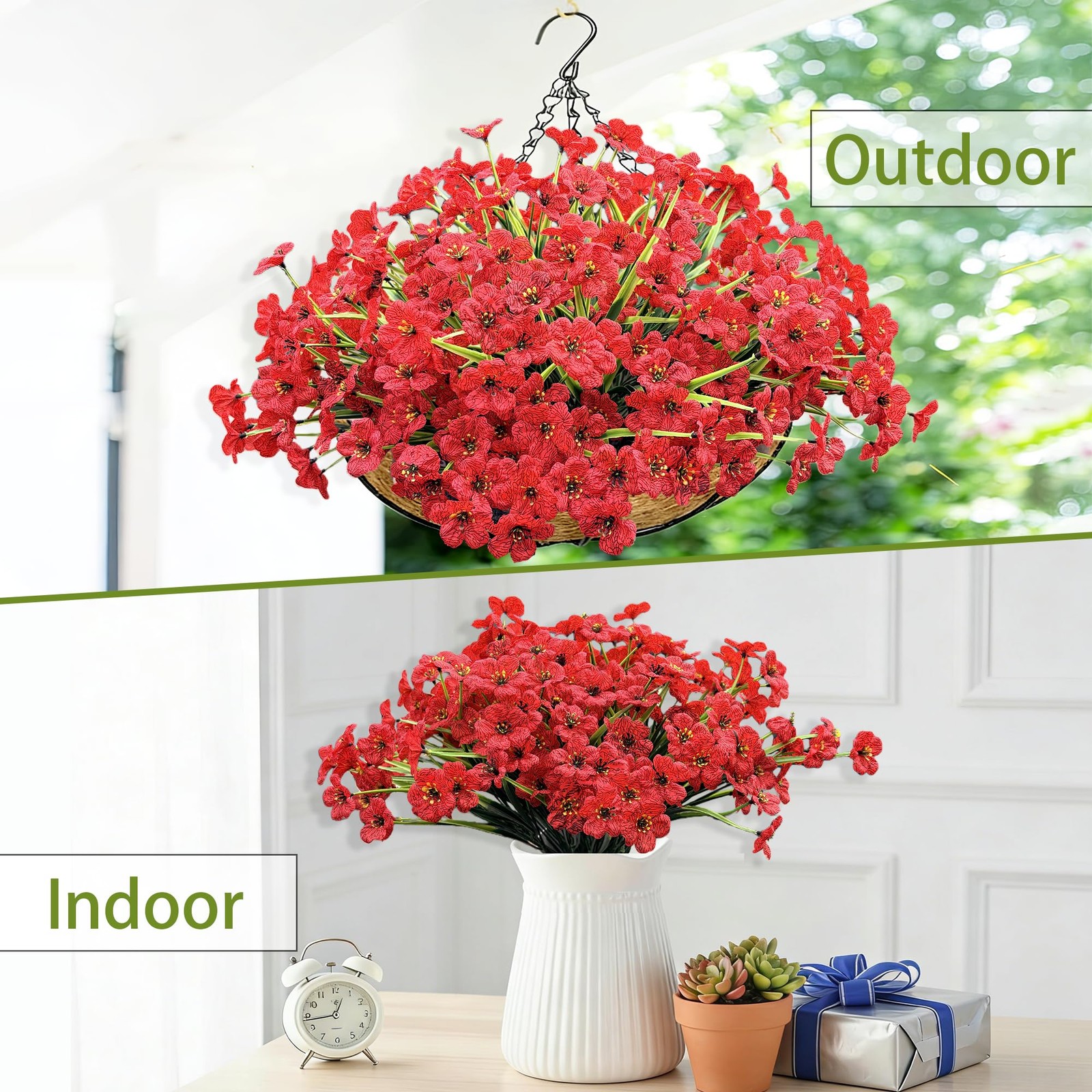 20 Bundles Artificial Flowers for Outdoors, UV Resistant Fake Flowers with Pl…