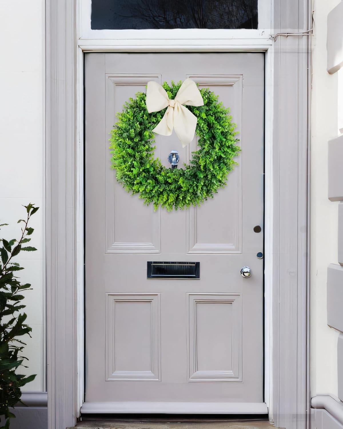 24 inch Boxwood Wreath Green Front Door Decor Handmade Seasonal Decoration