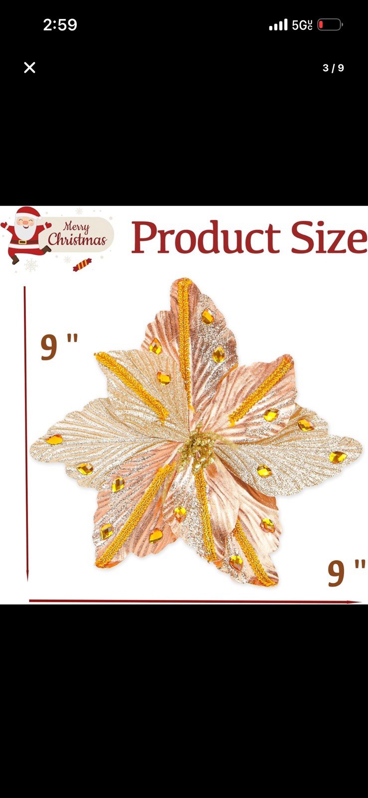 9” Poinsettias Artificial Christmas Flower 8PCS Champagne Floral Picks…