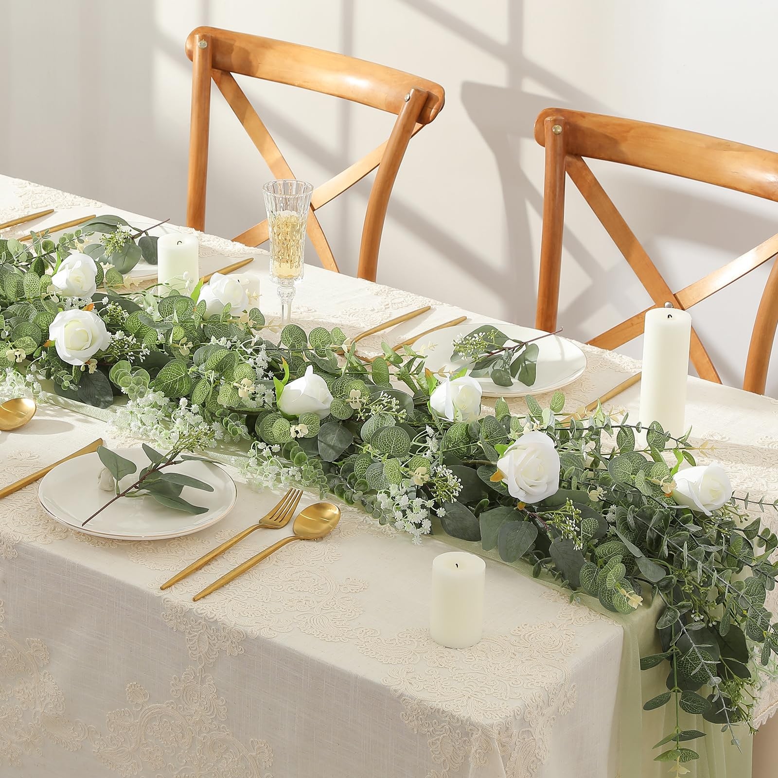 120 Pcs 5 Kinds Mixed Artificial Eucalyptus Stems, Rose Baby’s Breath Fake Fl…