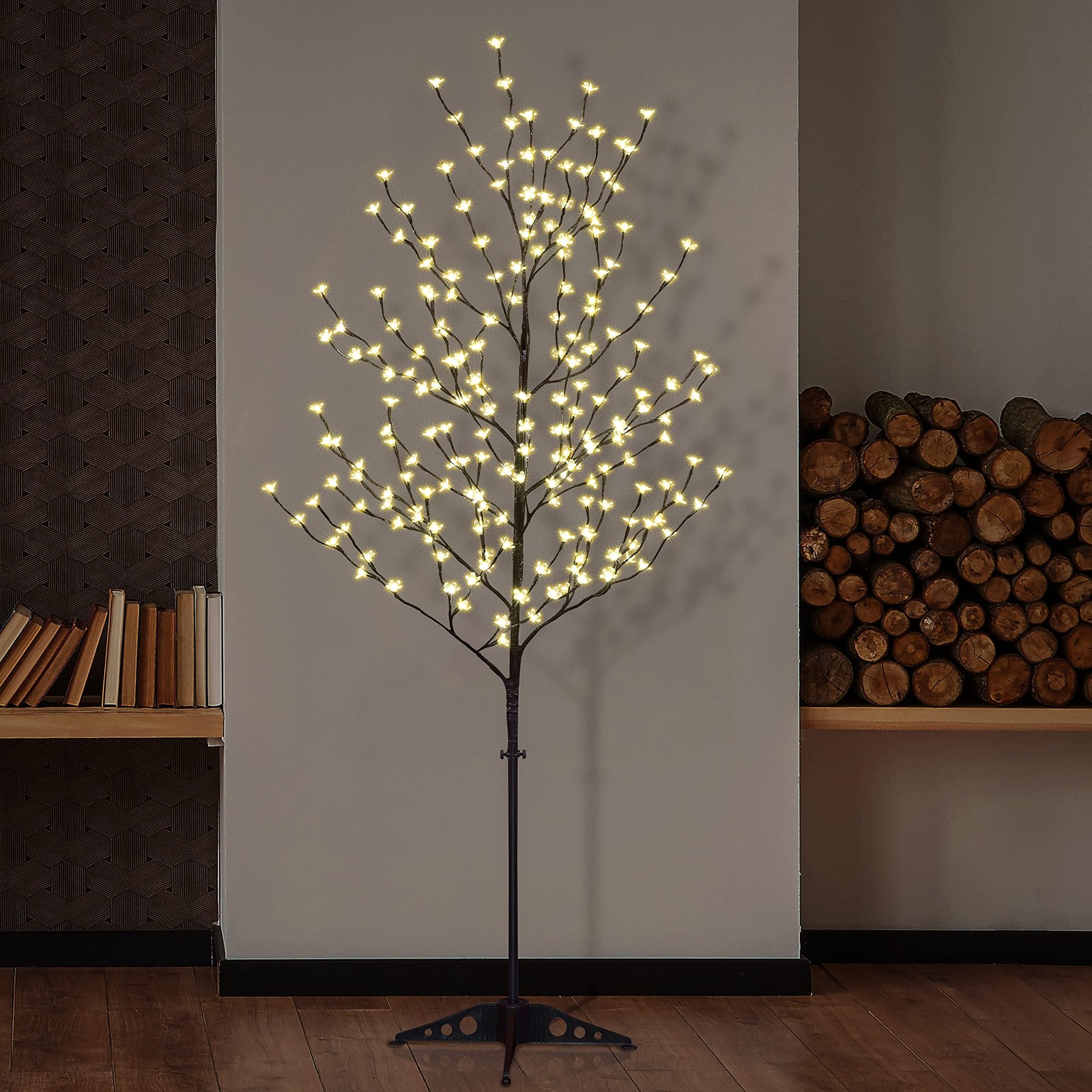 Set of 3 Cherry Blossom Trees, 4FT 5FT and 6FT Lighted Artificial Trees for D…