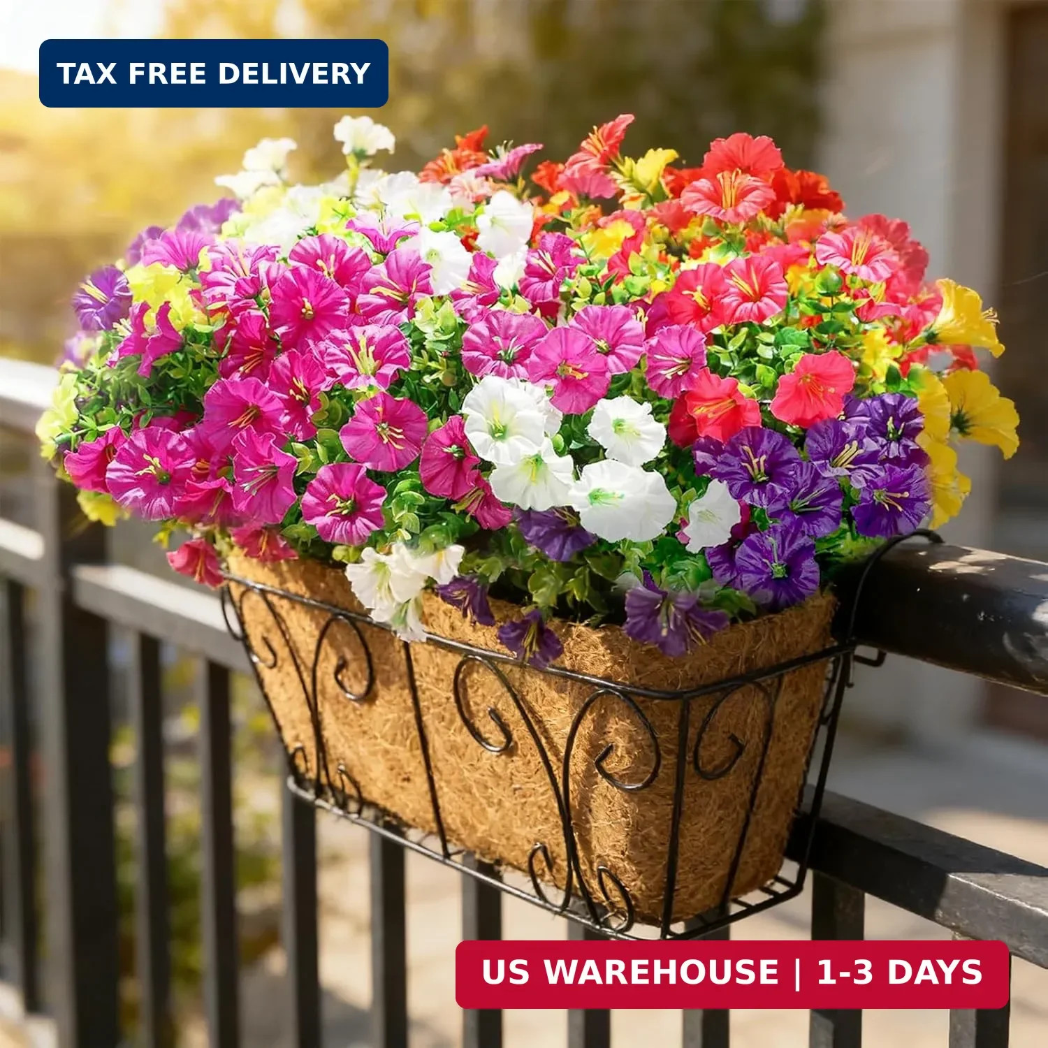BSGlobal 12 Bundles Artificial Flowers for Outdoors Decoration, Faux Silk Mornin
