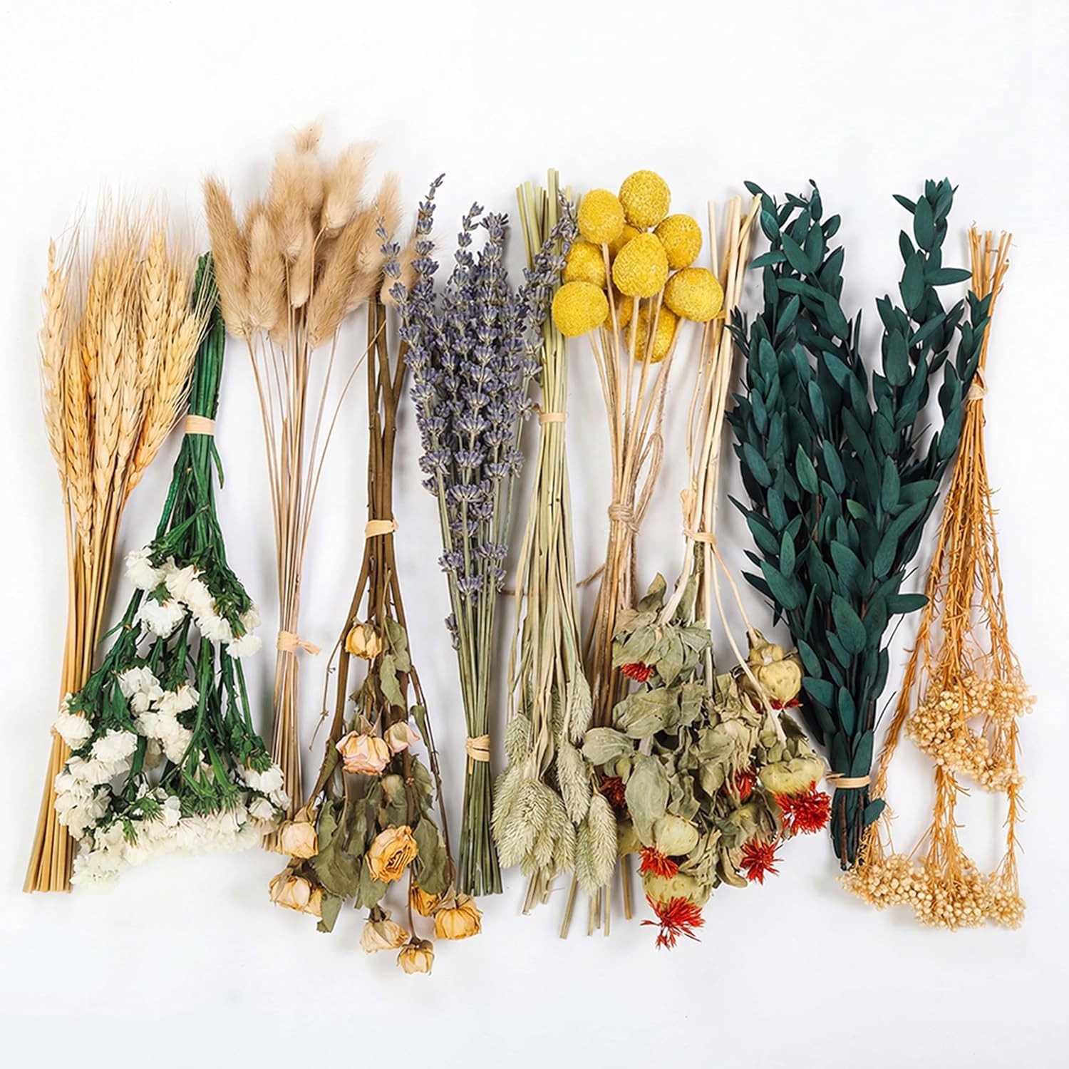 Vintage Dried Flowers Bouquet 128 Stems, 10 Kinds Natural Preserved Flowers L…