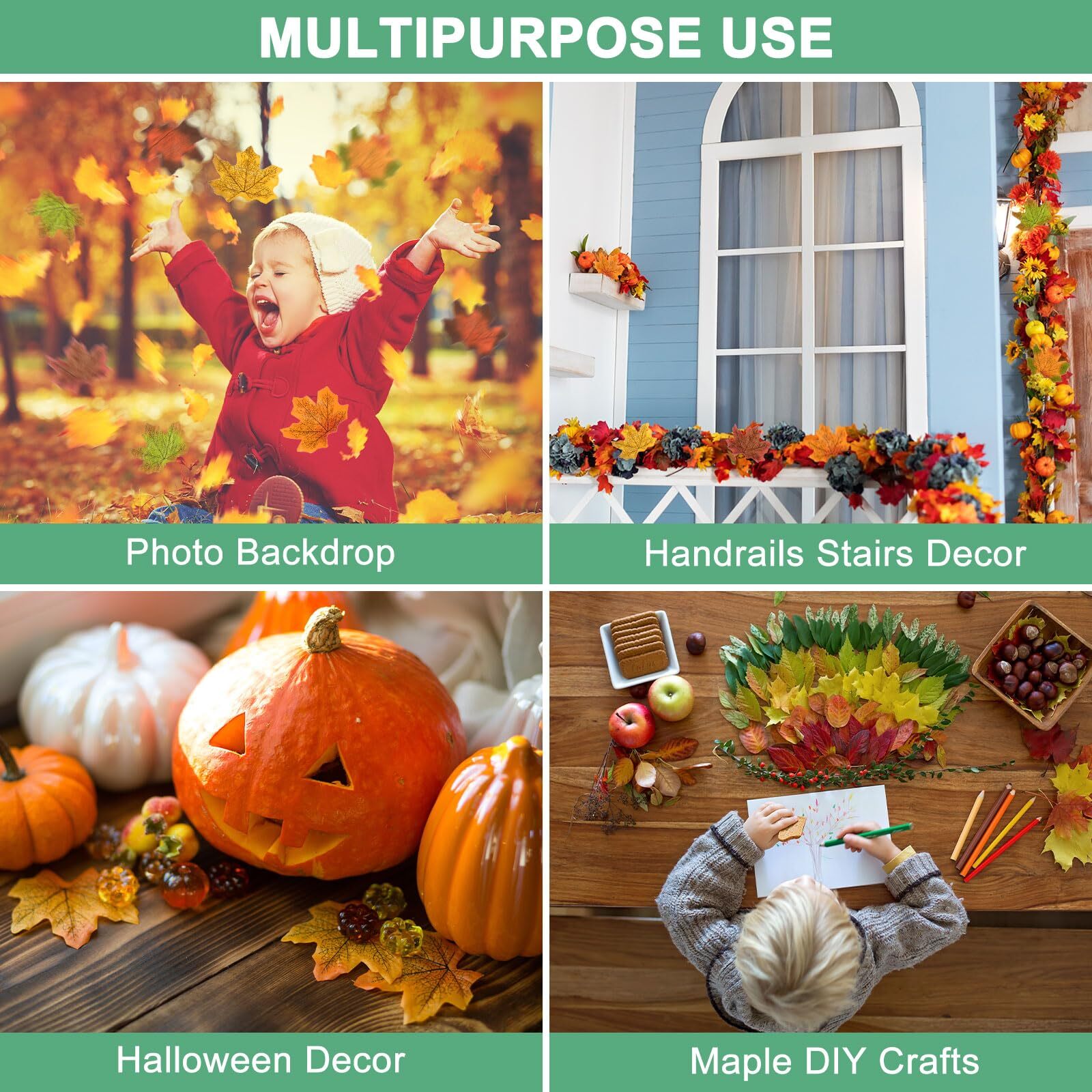 200-Pack Artificial Maple Leaves Fake Fall Leaves Faux Autumn Leaves for Than…