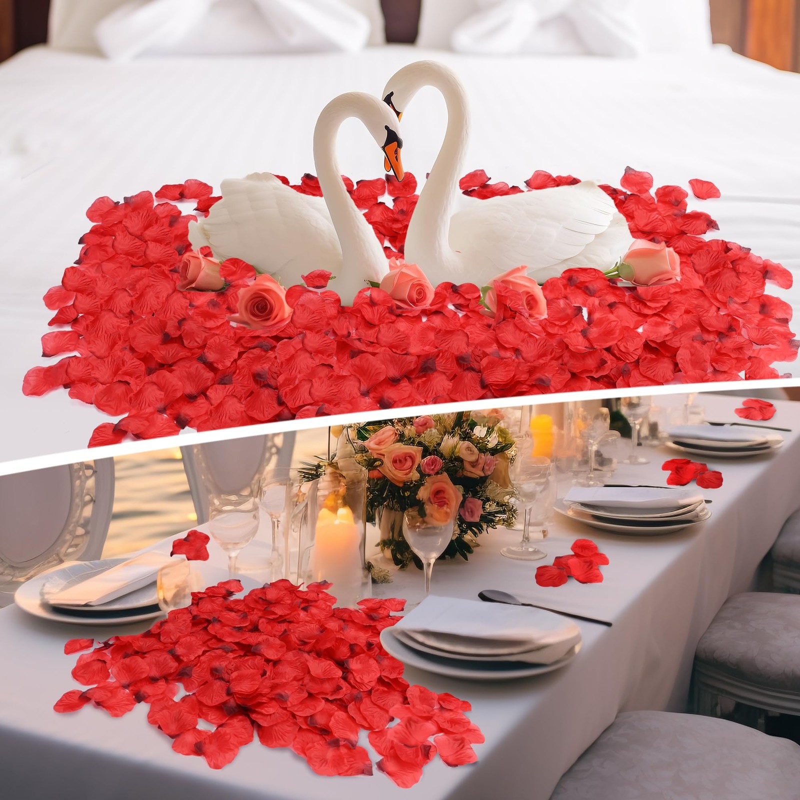 3000 PCS Dark Red Artificial Silk Rose Petals for Romantic Night, Wedding, Party