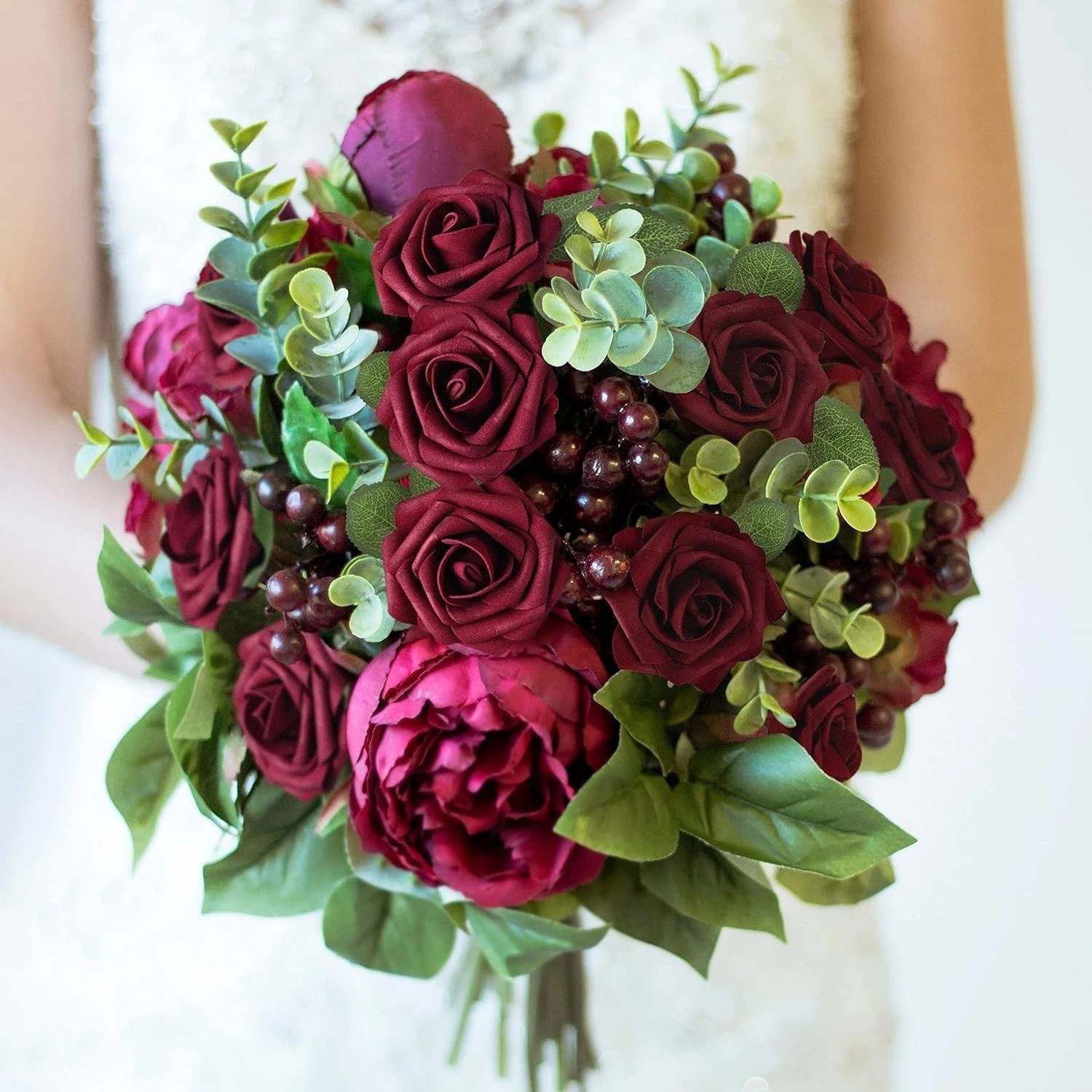 Vibrant 50Pcs Burgundy Foam Roses for Party Decor – Realistic & Elegant Touch