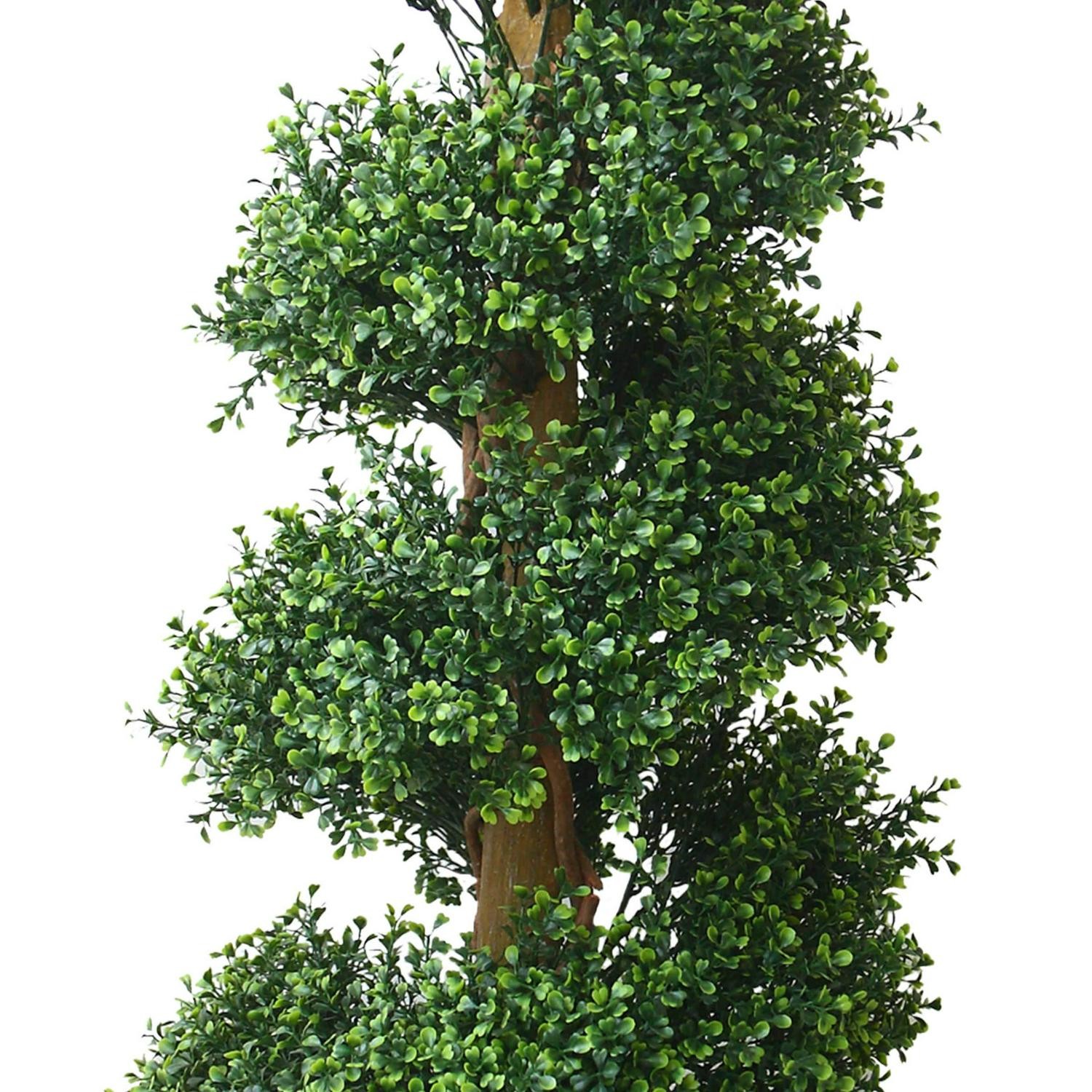 Spiral Topiary Arrangement And Weighted Pot – Faux Boxwood