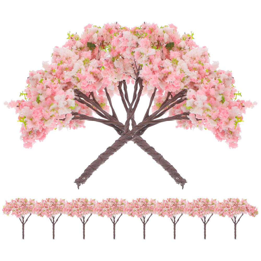 10PCS Artificial Cherry Blossom Trees Mini Lifelike Cherry Blossom Trees