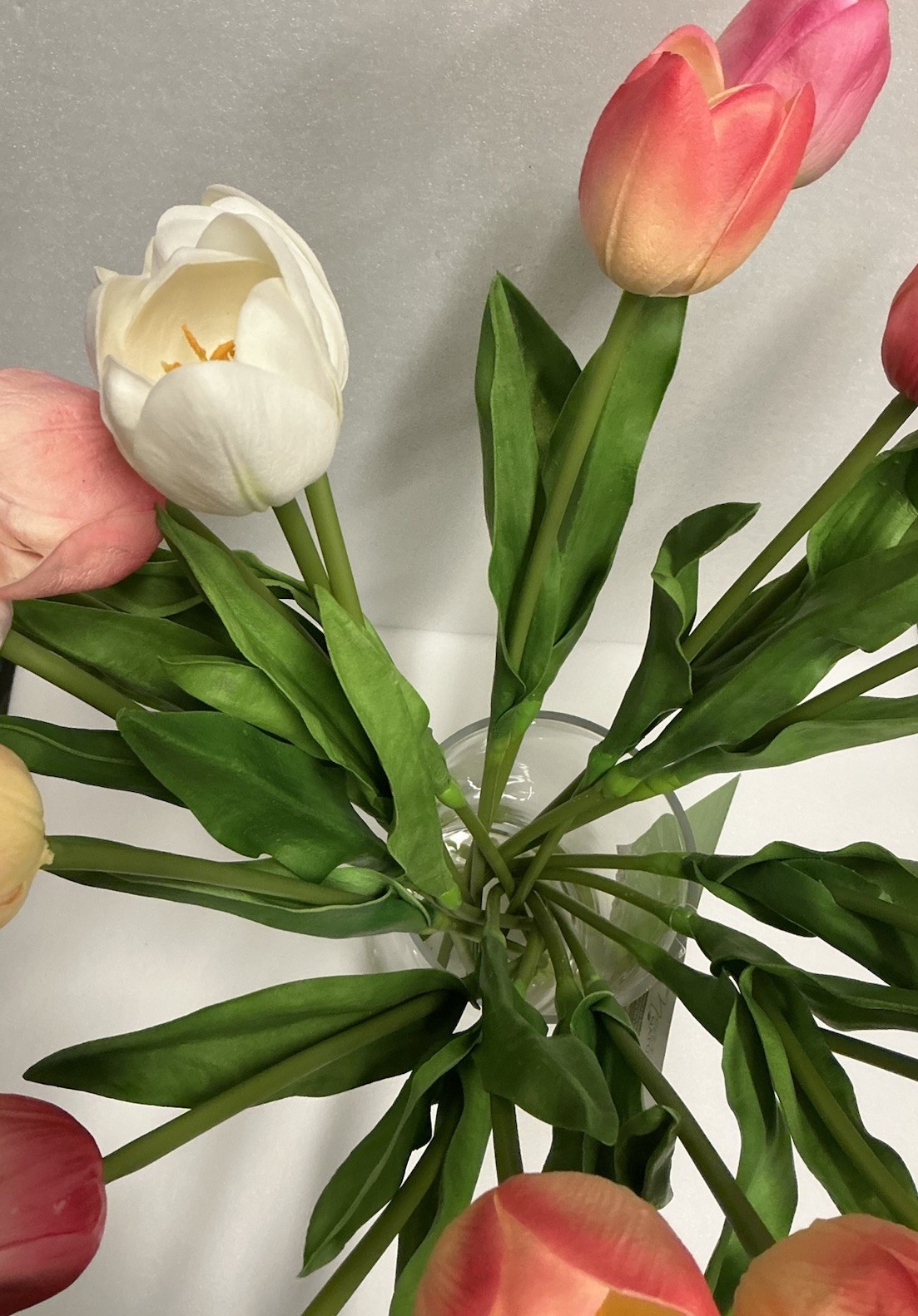 Nearly Natural Artificial Tulip Flower Arrangement Glass Vase