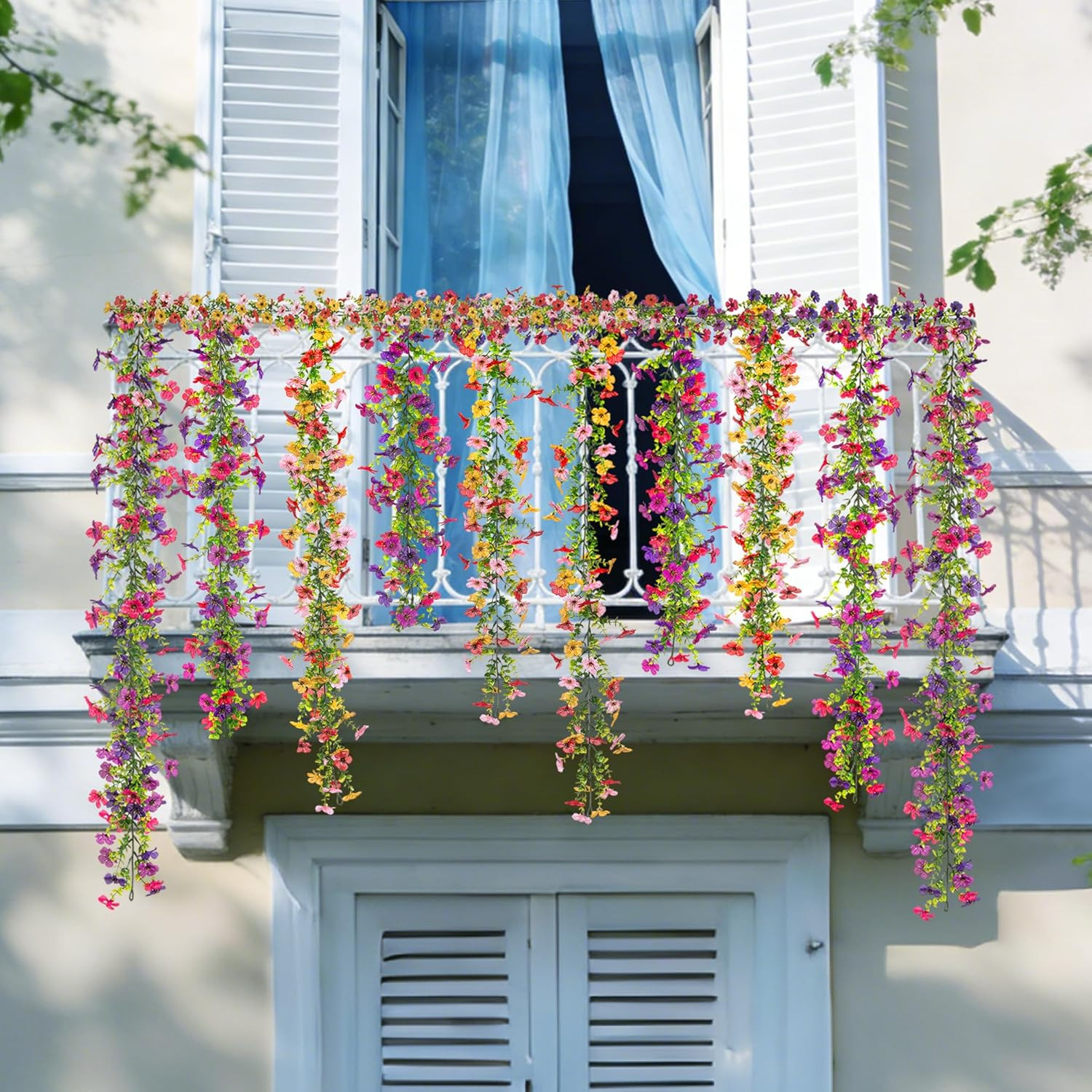 Artificial Flowers Garland Ivy, 4 Pack 5.9 FT Spring Summer Decor UV Resistant F