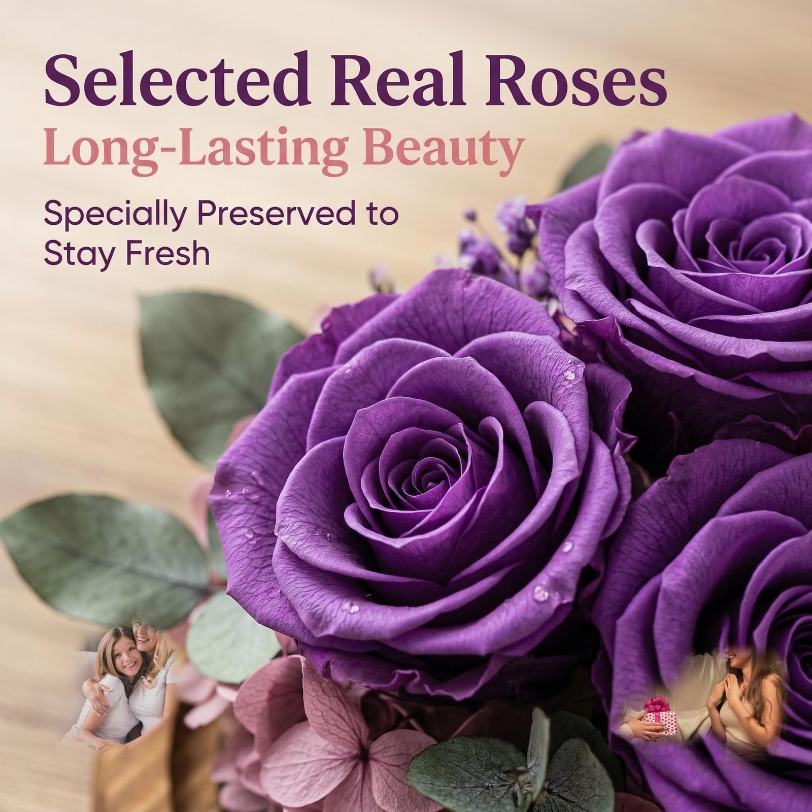 Preserved Rose Angel Figurines with Light – Forever Flowers Gift for Mom Gran…