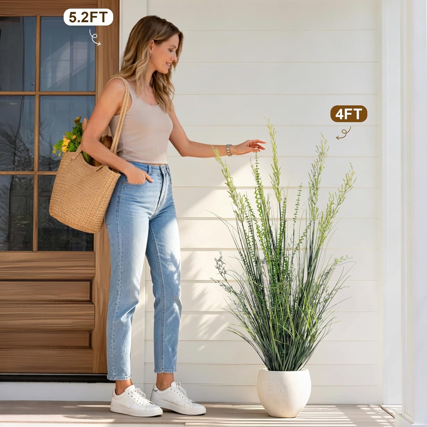 2 Pack Faux Plastic plantas Synthetic Pampas Grass Indoor Outdoor Realistic