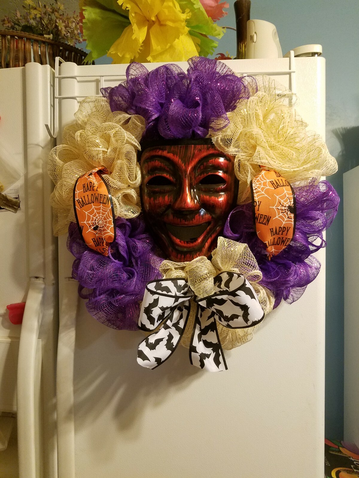 Handmade Rustic finish skull mask Halloween wreath Please go to my page and see