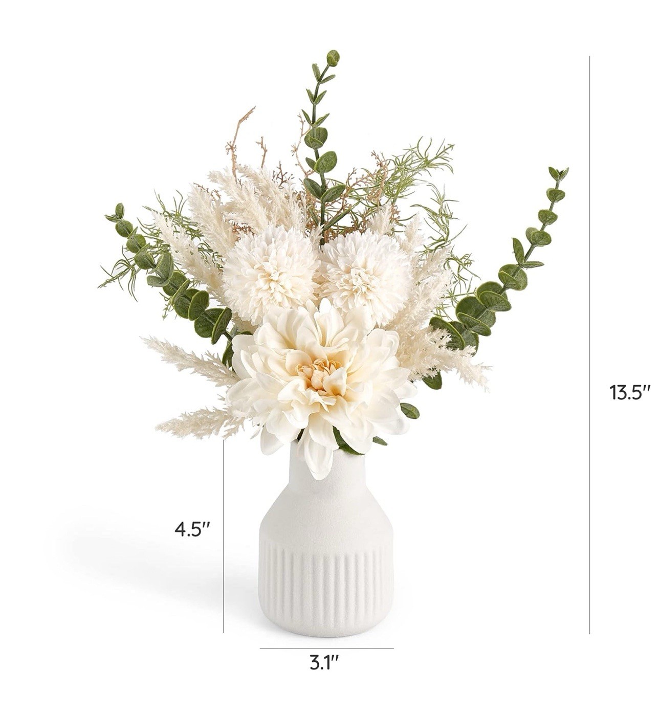 Mkono Small Artificial Flowers in Ceramic Vase 13.5″ Centerpieces Coffee Table D