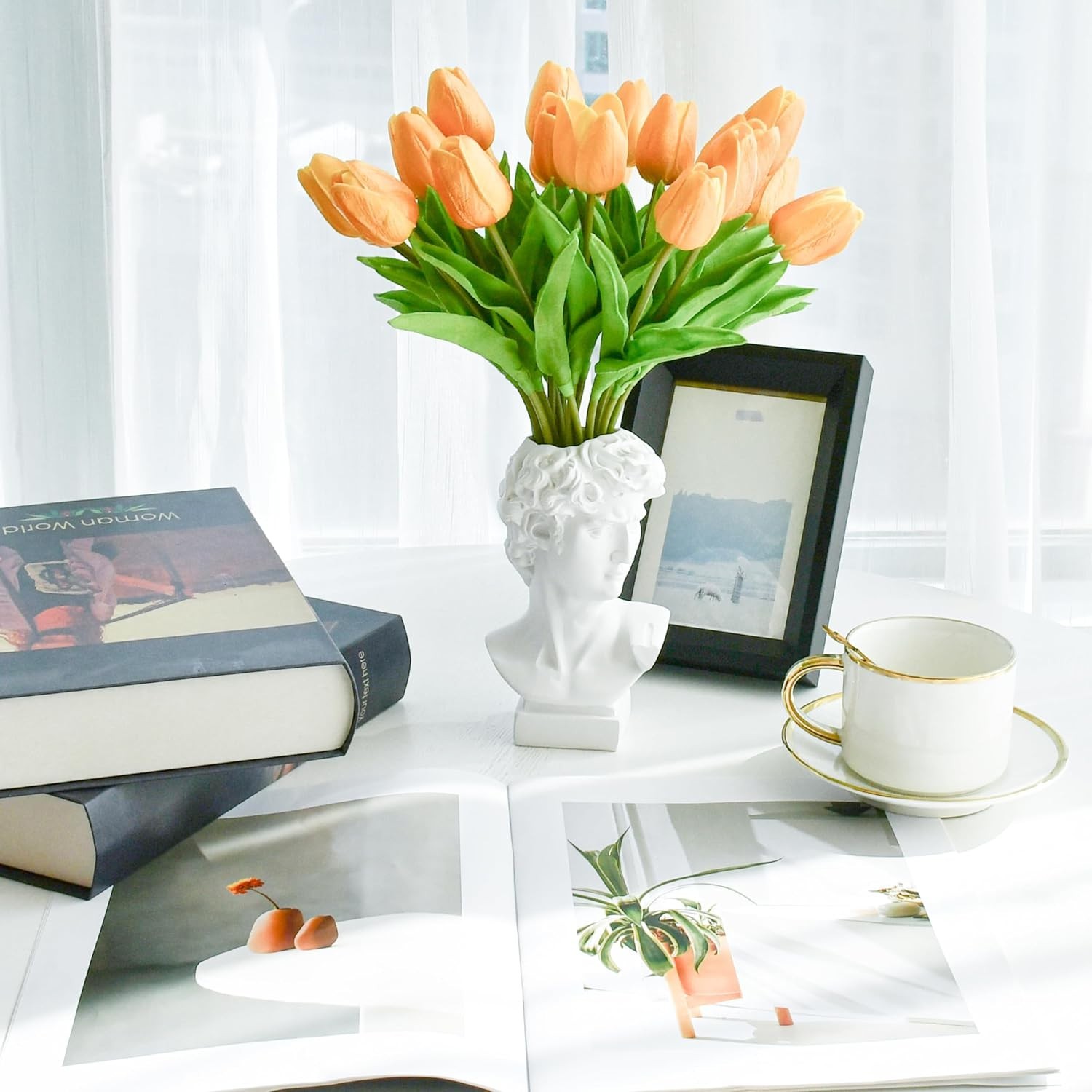 Lifelike Gold Tulips Centerpiece – 20 Eco-Friendly Stems for Stylish Home Decor
