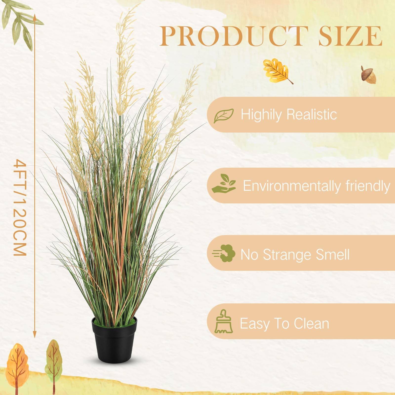 4 Pcs Tall Artificial Grass Plant 4 ft Potted Artificial Greenery Floor Plant…