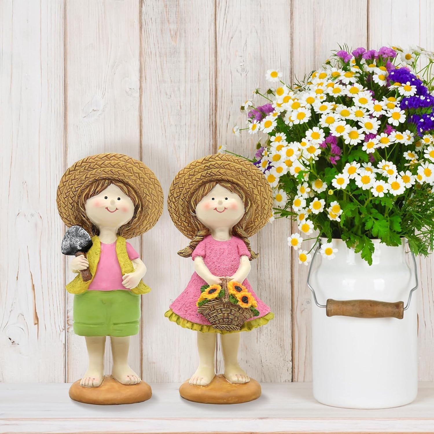 Charming Sunflower Figurines Set of 2 – Resin Garden Statues for Indoor & Out…