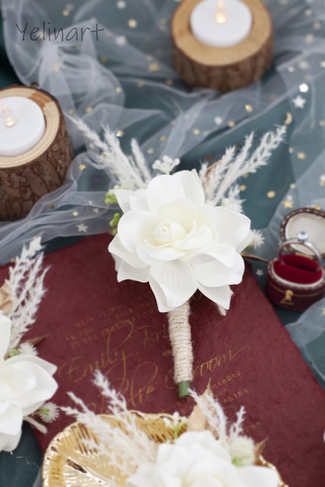 1 Pc Sinlge Ivory White Boutonniere for Men for Wedding Groom Groomsmen Cream…