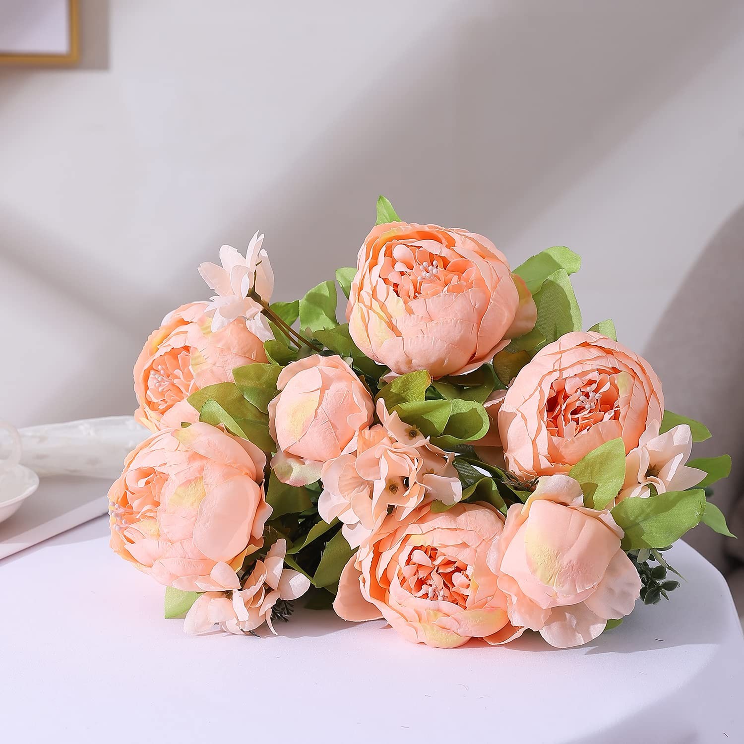 Springs Flowers Artificial Silk Peony Bouquets Wedding Decor Spring Orange