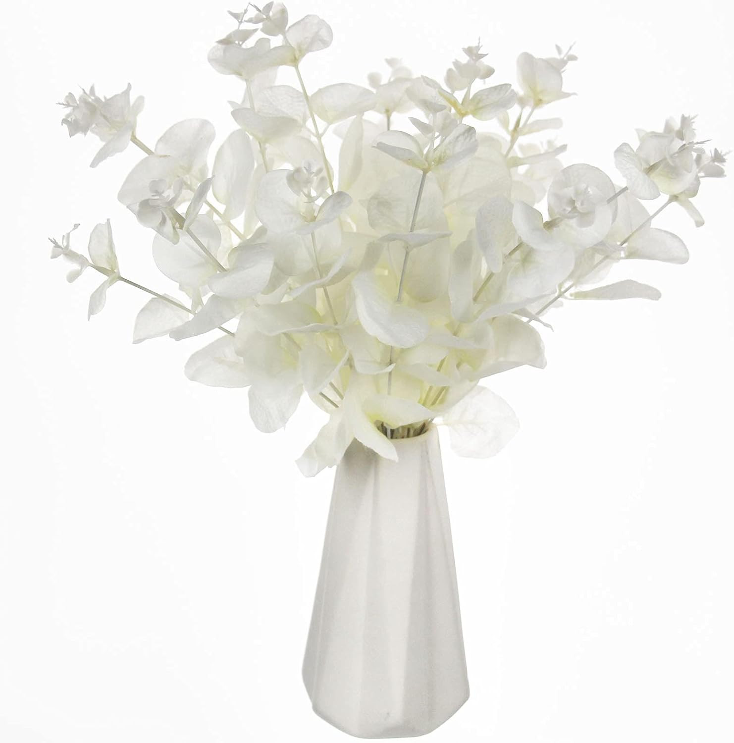 5 Pcs Artificial Eucalyptus Branches Real Touch Leaf Stem White Faux Eucalyptuse
