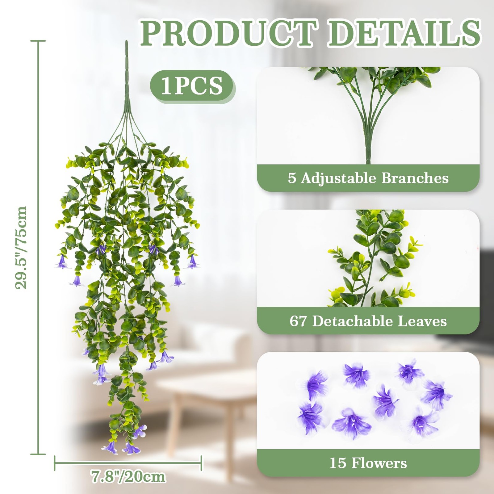 Artificial Hanging Flowers Outdoor – Morning Glory Eucalyptus Vine