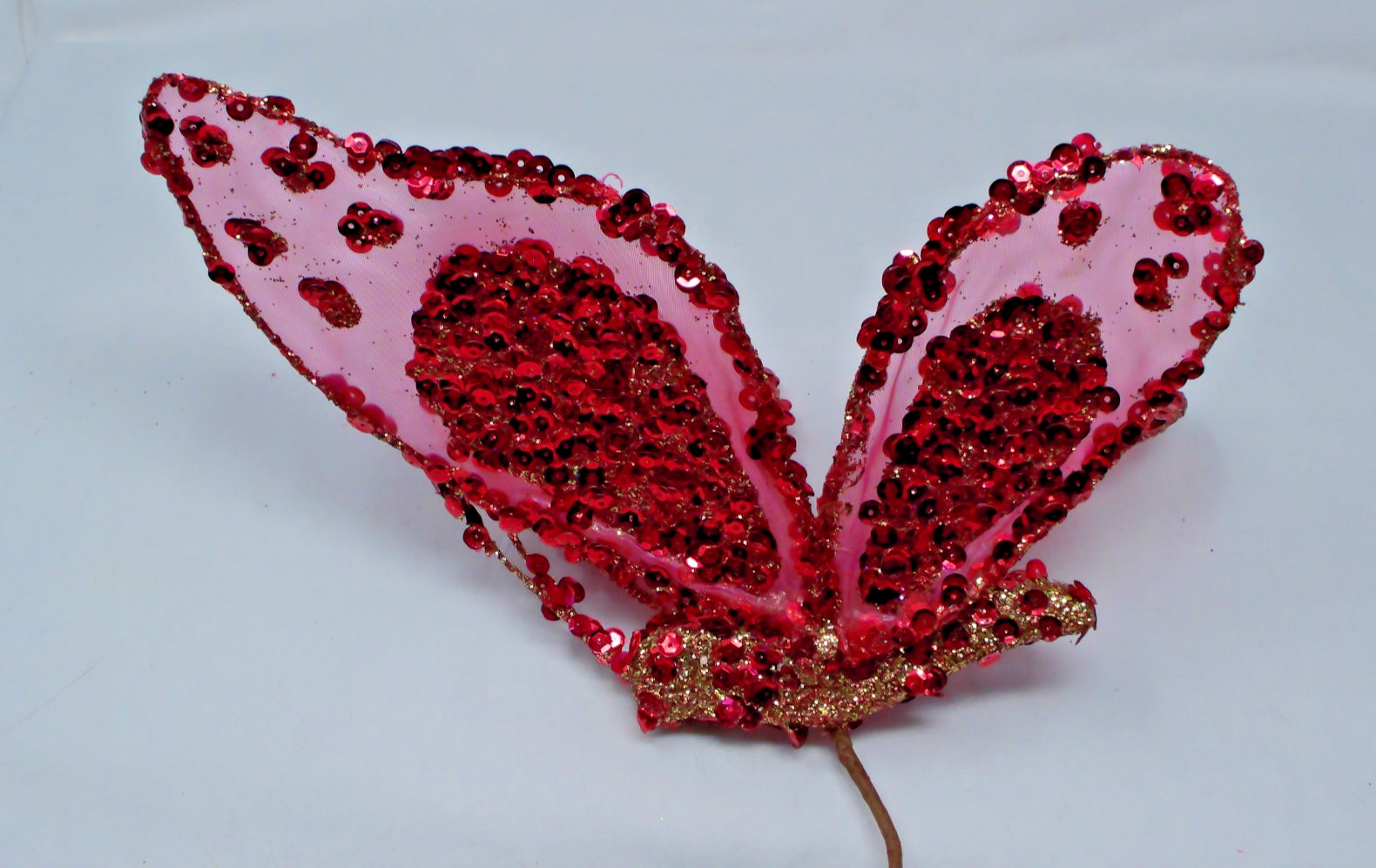 Decorative Pink Butterfly Shaped Floral Pick Decor Adjustable Wings 11″ Long