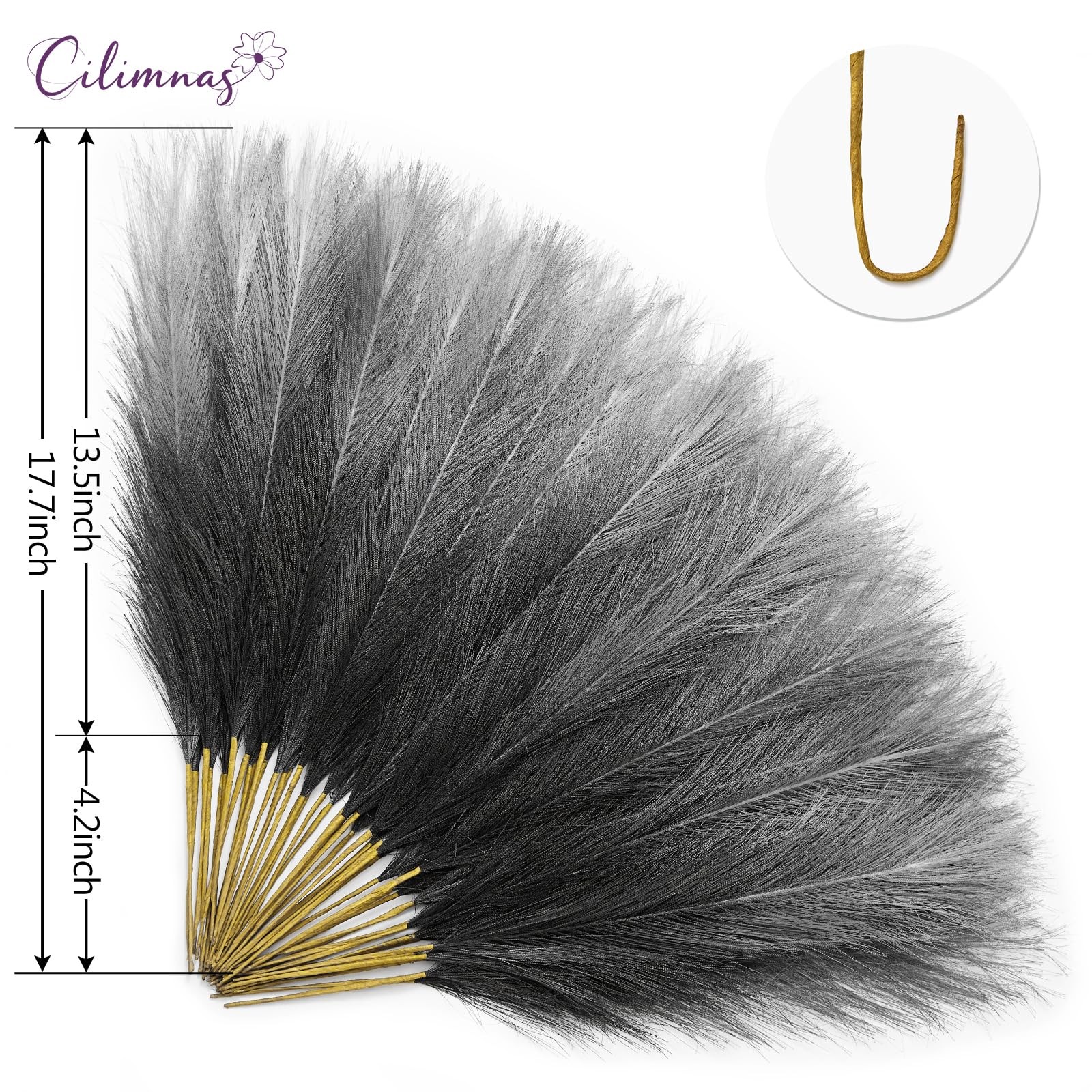 50pcs Faux Pampas Grass,17.7″ Artificial Fluffy Pampas Grass Decor Short Fake…