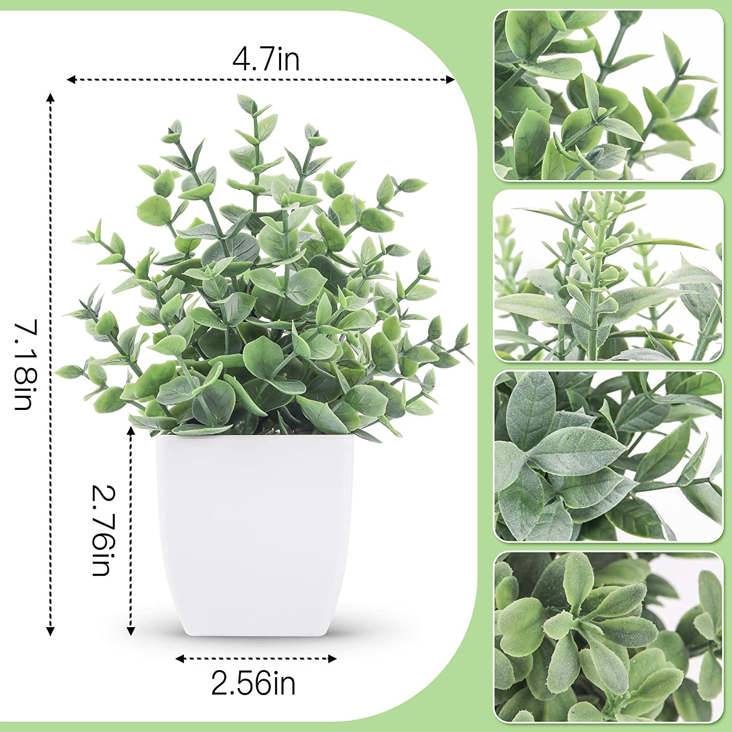 4 Pack Fake Plants Mini Artificial Greenery Potted Plants for Home Decor Indoor