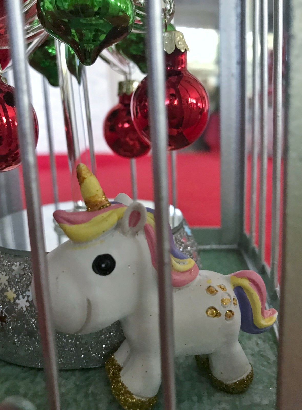 Christmas Birdcage, Battery Operated Tree, Unicorn Ornament, Snowman, Holly