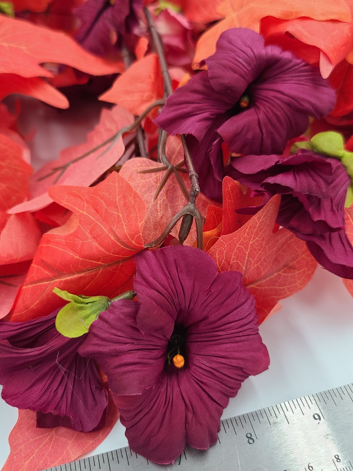 Faux Hibiscus Fall Fake Flowers 2pk Orange