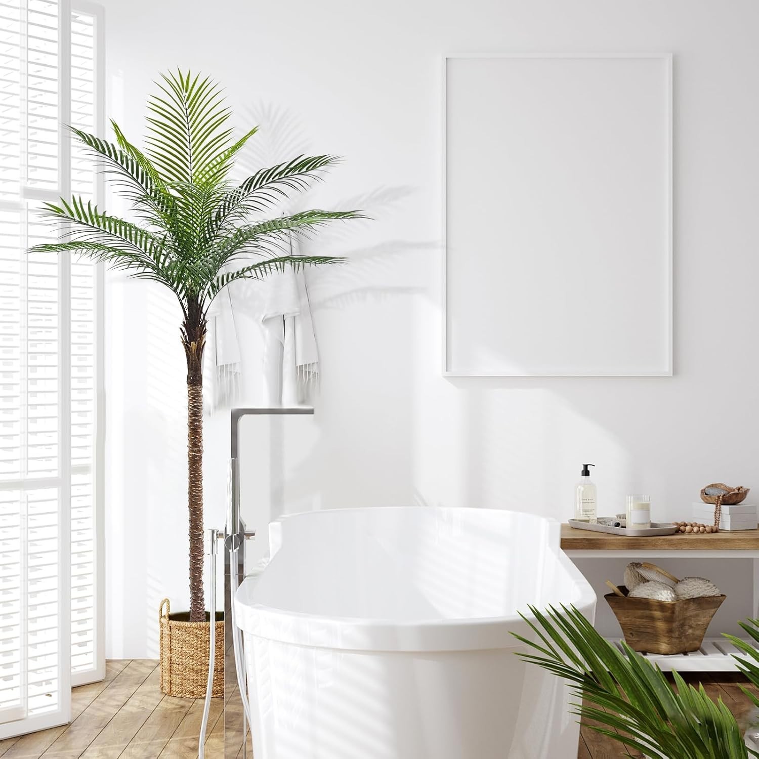 2 Pack 6ft Artificial Coconut Palm Tree, Fake Tropical Palm Plant for Indoor Out