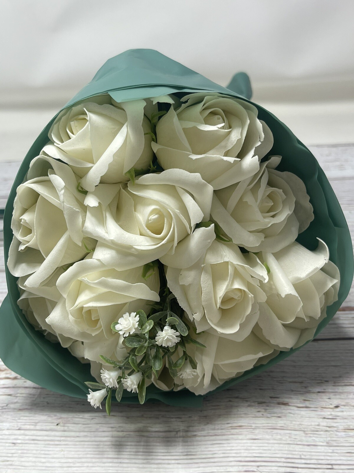 Artificial Whit Roses Flowers Bouquet of 11 White Roses Faux Roses Deco Nice