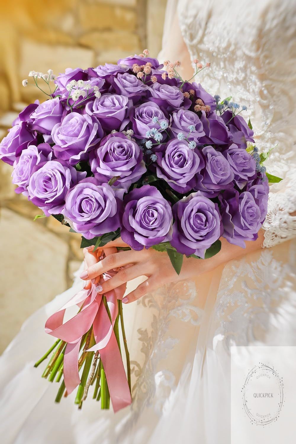 10PCS Artificial Roses Flower with Stems Slik Fake Flowers Bouquet Realistic Lon