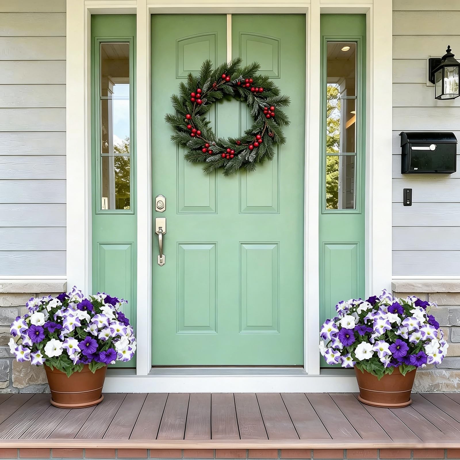 Artificial Flowers for Outdoors, 6 Bundles Fake Flowers Artificial Petunias f…