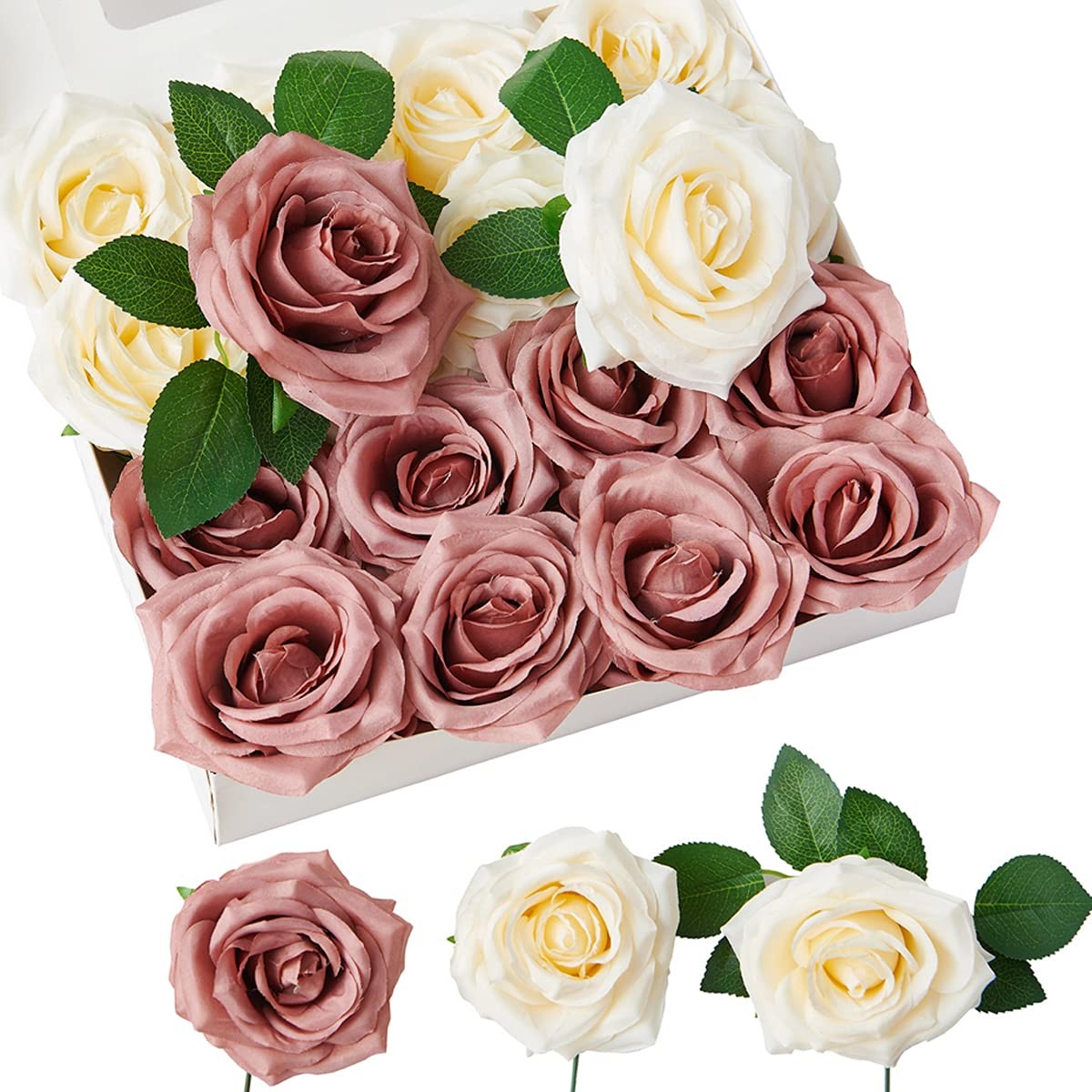 NEVISI Roses Artificial Flowers Artificial Roses Fake Rose Silk Rose Fake Flo…