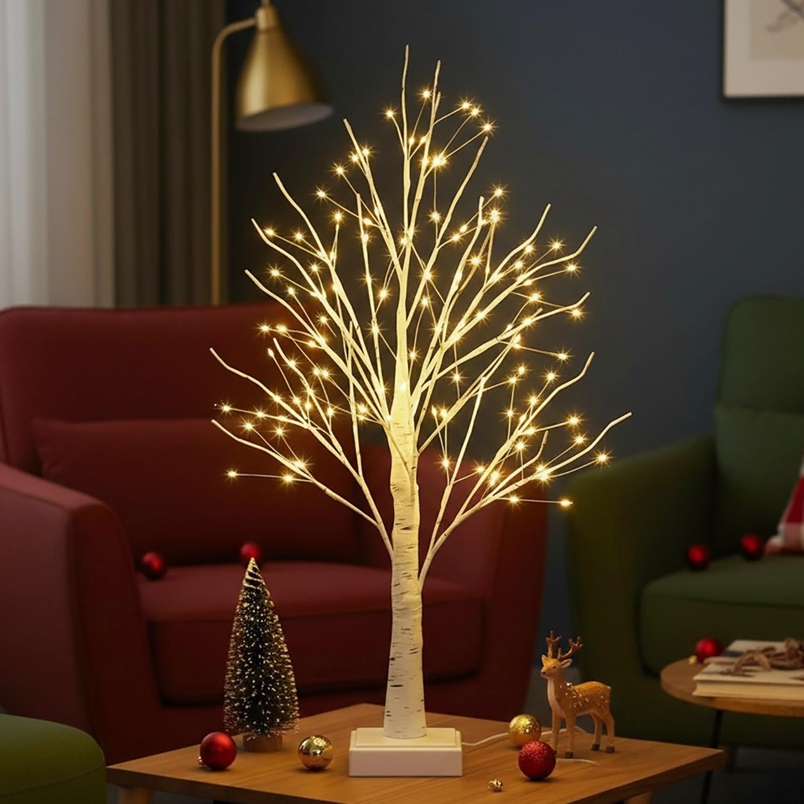 AOLTNRC Lighted Trees for Indoor Decor with Timer, 144 LED 2FT White Light up…