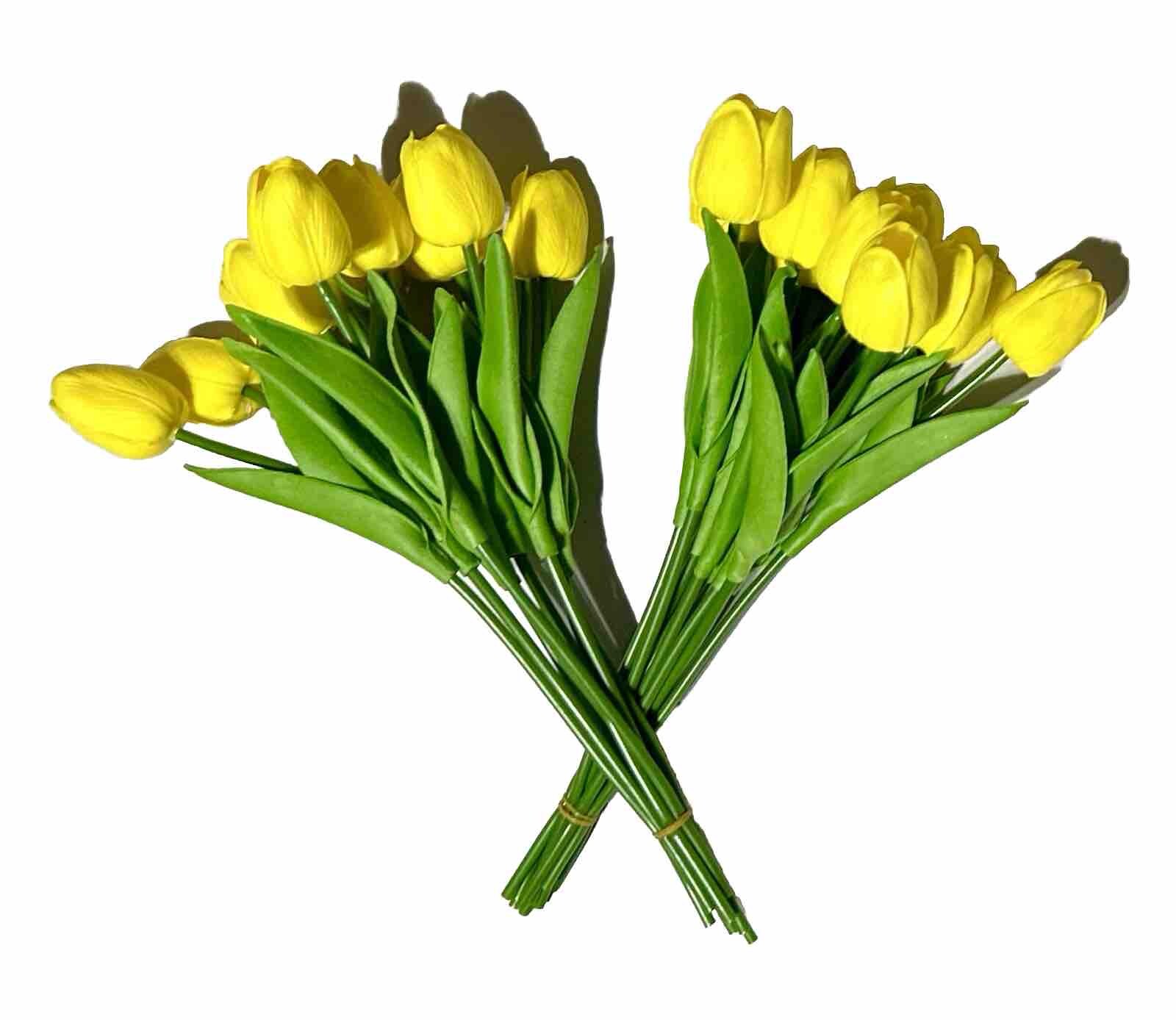 Lot Of 2 10 Pack Artificial Yellow Tulips For Home Decor, Wedding, Party