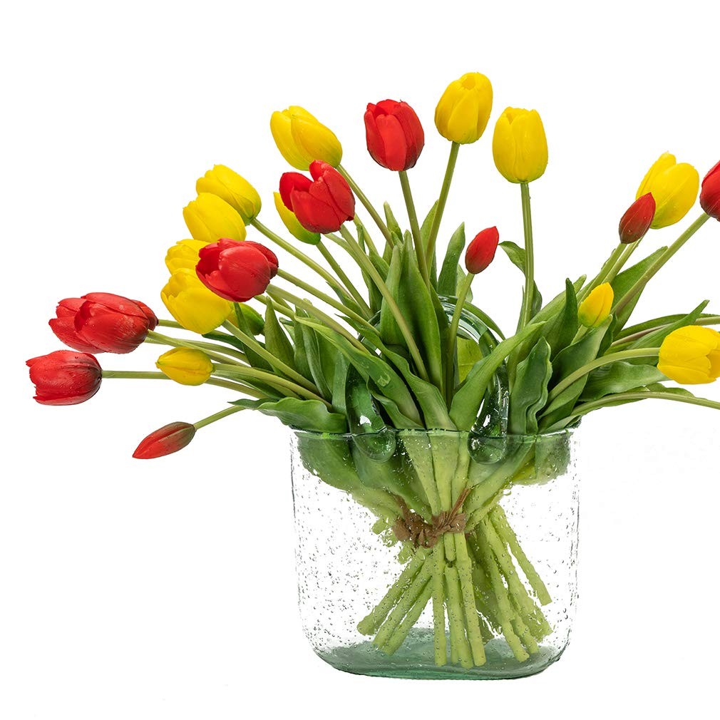 15Pcs Artificial Tulips Flowers, Soft Touch Realistic Latex Tulips Bouquet fo…