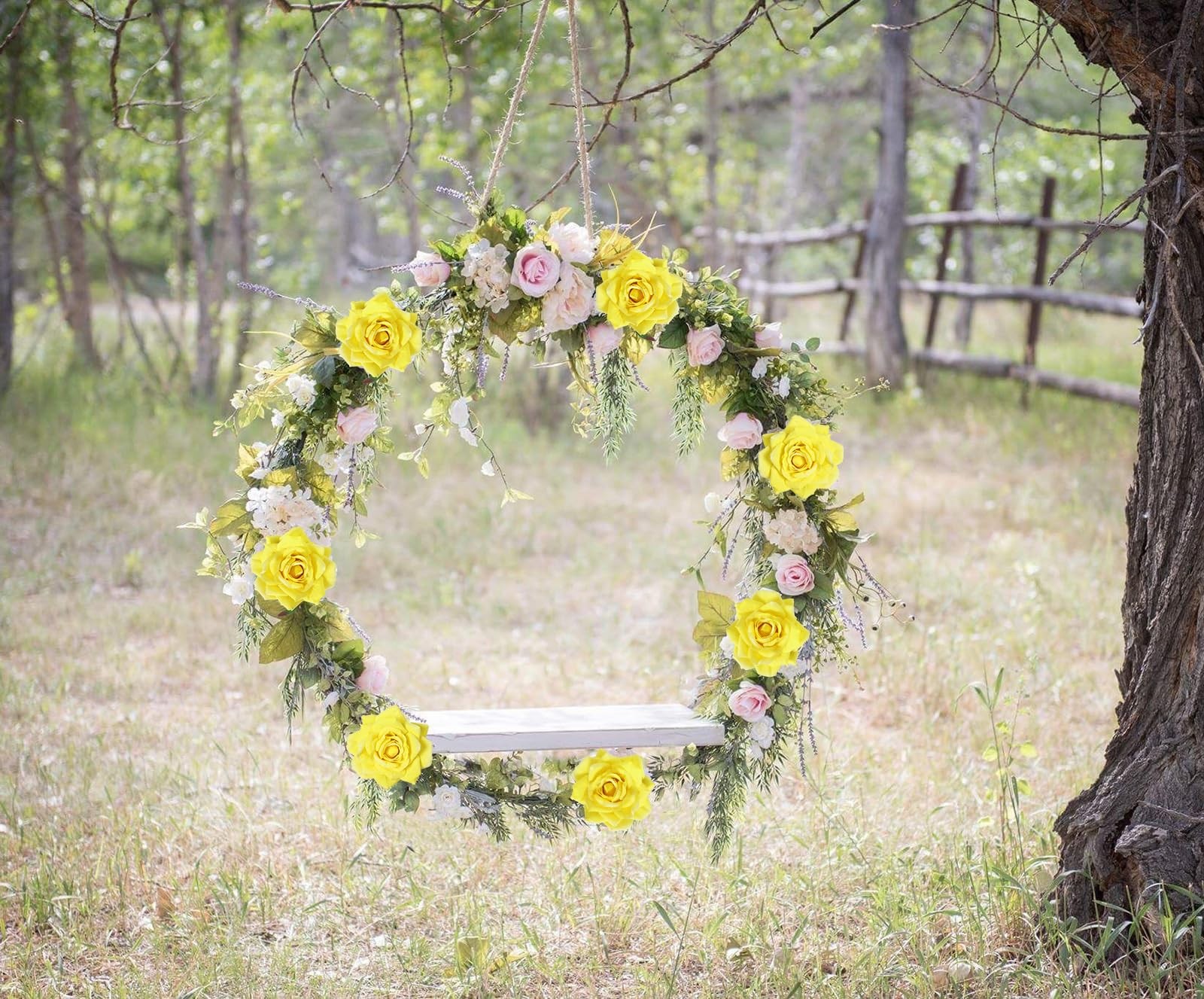 Artificial Flowers – 16pcs Yellow Fake Roses, 4.3″ Velvet Roses for Wedding B…