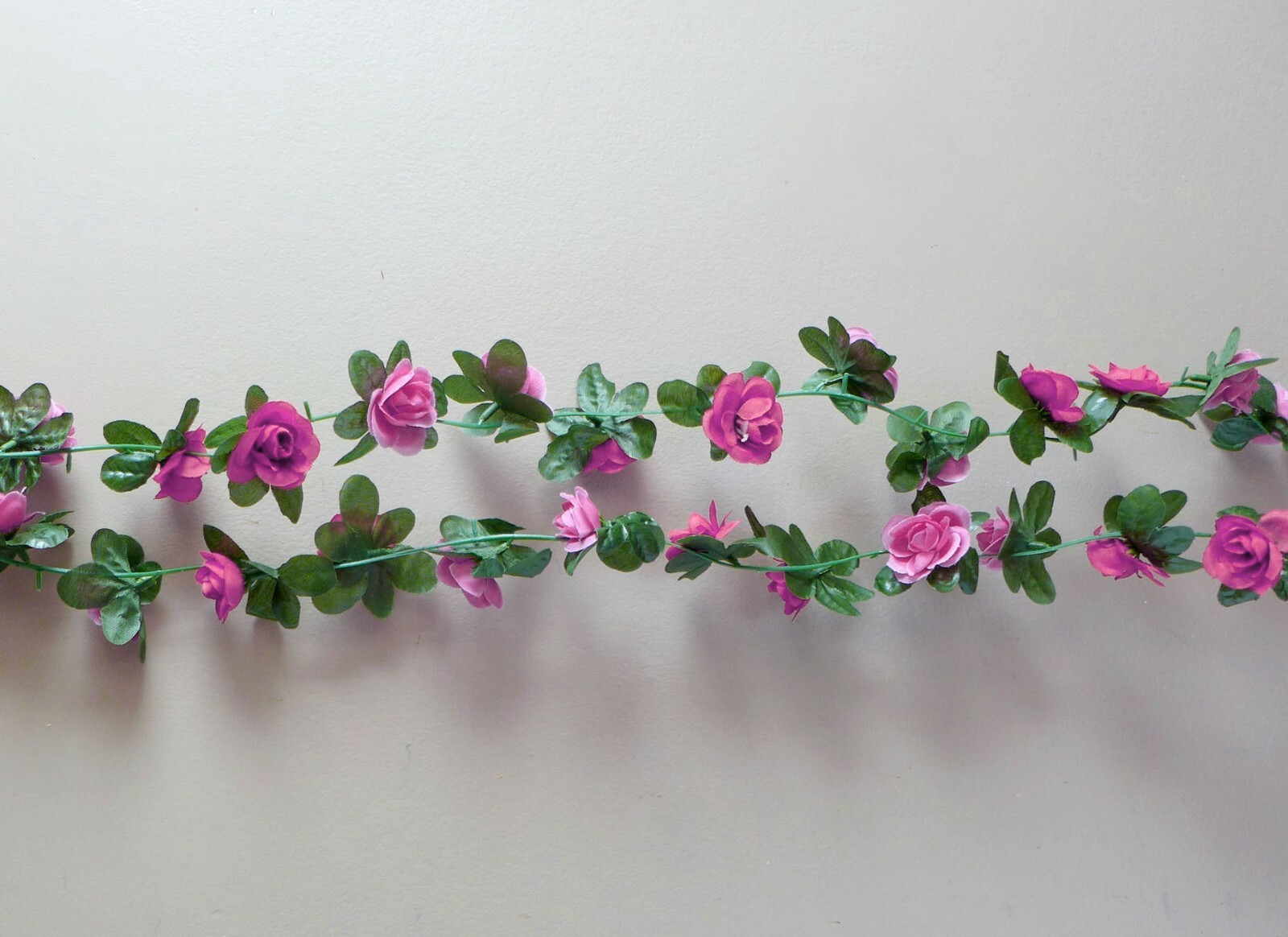 4 Pcs Artificial Rose Red Small Flowers Vine Wall Wedding Garland (90″ each)