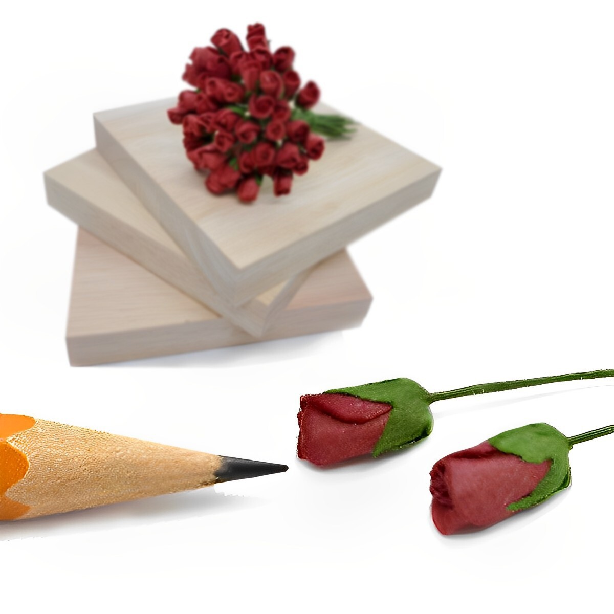 50 Red Tiny Rose Scrapbooking Crafts 5mm Mulberry Paper Flower Card Wed Dollhous