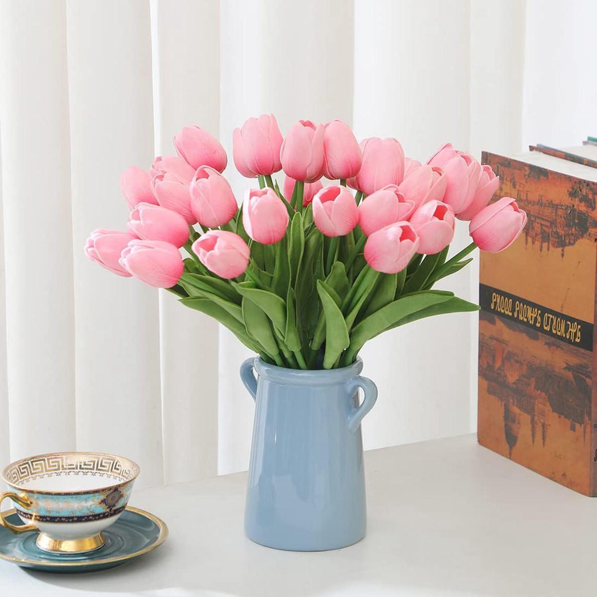 10pcs Artificial Flower Realistic Touch Tulip Scrapbooking Vase Home Decor Weddi