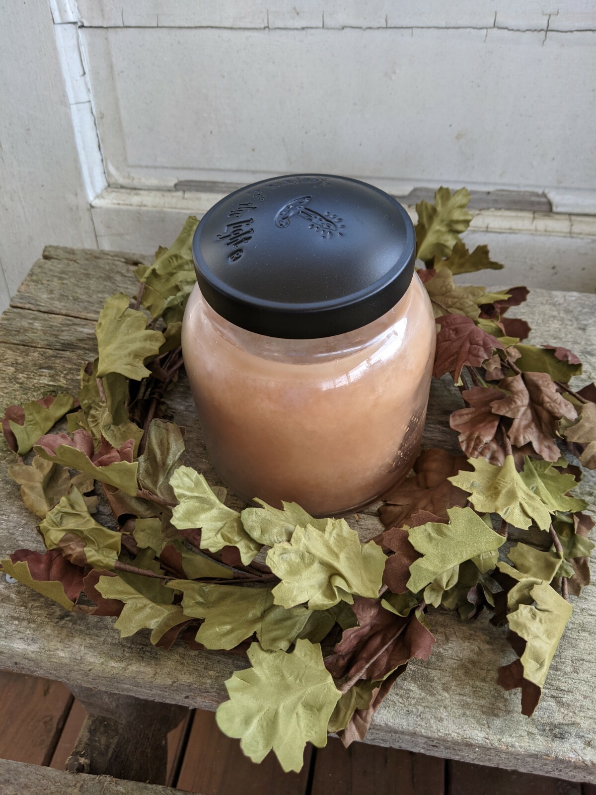 OLIVE LEAF CANDLE RING Wreath Leaves Fall Autumn Country Farmhouse 13″ x 6.75″