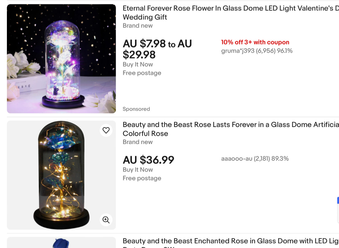 Rose in Glass Forever Wedding Gift W/Box Flower Dome Eternal Valentine NEW