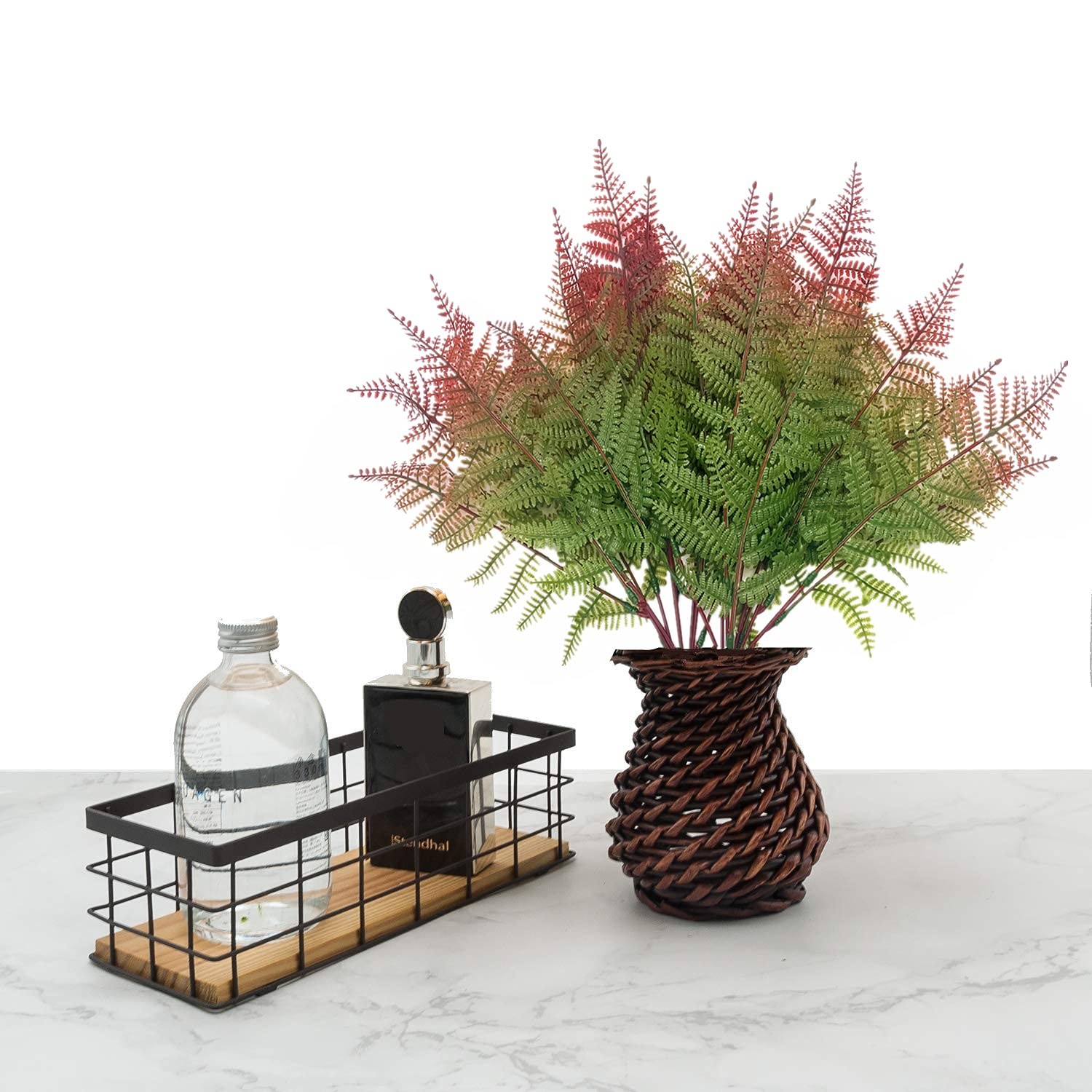Artificial Ferns Plants Décor Fake Bushes Plastic Greenery Leaves Shrubs for …