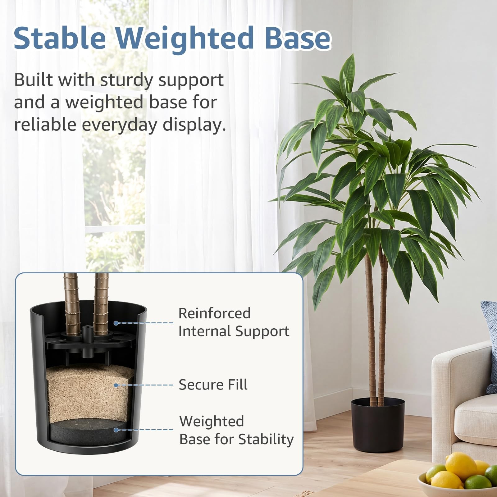 4FT Artificial Dracaena Tree, Lifelike Faux Indoor Floor Plant with Bendable …