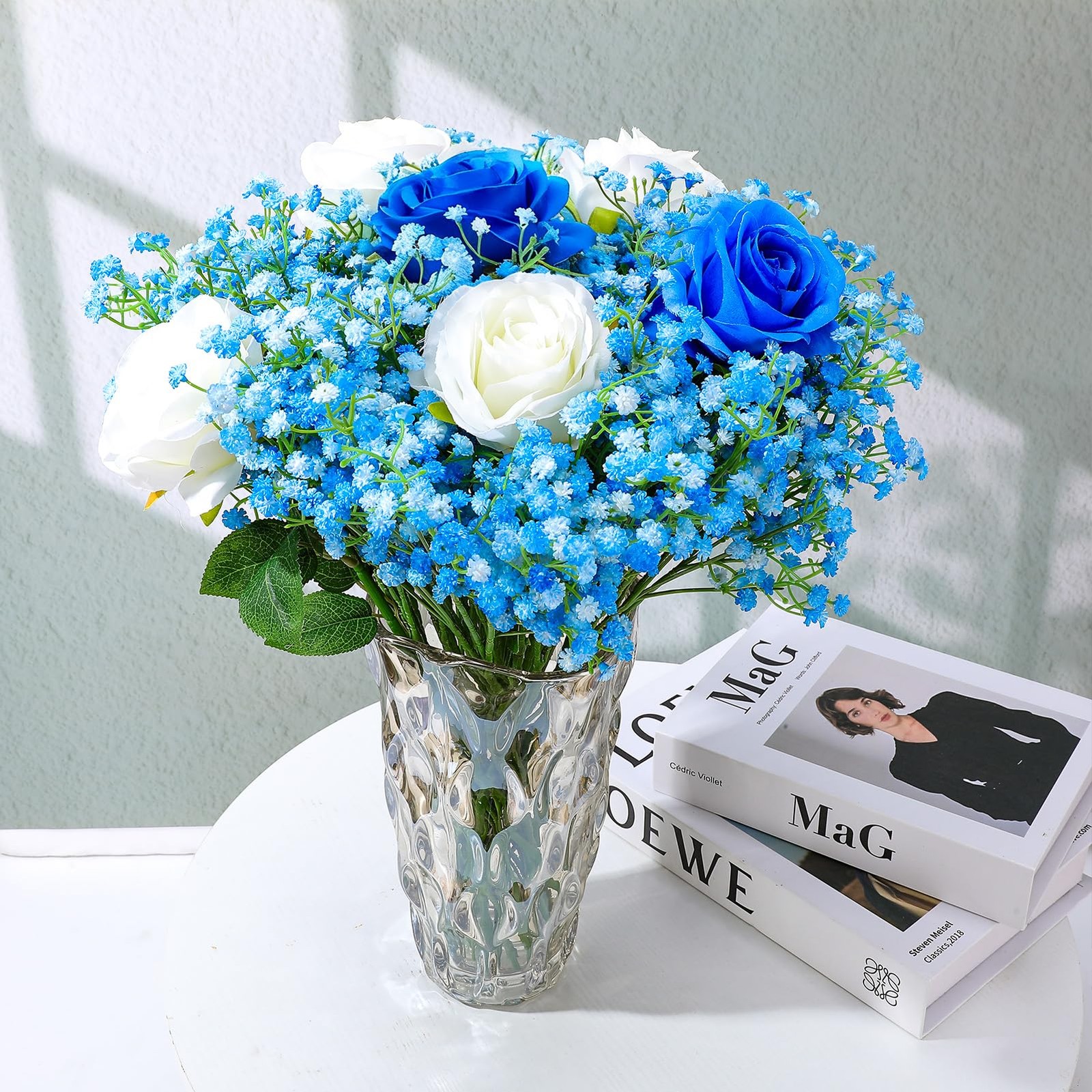 24 PCS Blue Fake Baby Breath Artificial Flowers 20.5 Inch Gypsophila Bouquet